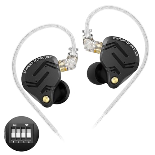 KINBOOFI KZ ZS12 Pro X In-Ear-Monitor-Kopfhörer, 1 DD + 5 BA Hybrid-Gaming-Ohrhörer, mit 2-poligem Kabel, für Audiophile (Dunkelschwarz, abstimmbare Version, kein Mikrofon) KINBOOFI KZ ZS12 Pro X In-Ear-Monitor-Kopfhörer, 1 DD + 5 BA Hybrid-Gaming-Ohrhörer, mit 2-poligem Kabel, für Audiophile (Dunkelschwarz, abstimmbare Version, kein Mikrofon) von KINBOOFI