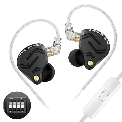 KINBOOFI KZ ZS12 PRO X In-Ear-Monitor IEM für Gaming-Kopfhörer, 1 DD + 5 BA Hybrid-Ohrhörer, KZ-Kopfhörer, mit 2-poligem Kabel für Audiophile (Dunkelschwarz, stimmbare Version, mit Mikrofon) KINBOOFI KZ ZS12 PRO X In-Ear-Monitor IEM für Gaming-Kopfhörer, 1 DD + 5 BA Hybrid-Ohrhörer, KZ-Kopfhörer, mit 2-poligem Kabel für Audiophile (Dunkelschwarz, stimmbare Version, mit Mikrofon) von KINBOOFI