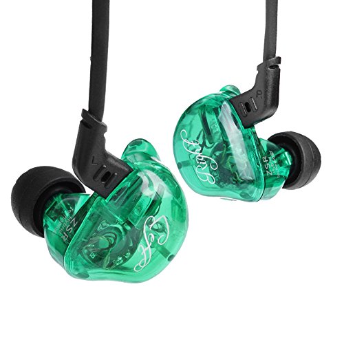 KZ ZSR In-Ear-Kopfhörer, HiFi-Stereo, tiefer Bass, Ohrhörer mit 0,75 mm, 2 Pins, abnehmbares Kabel, geräuschisolierendes Headset mit Hybrid-Treiber zum Laufen, Joggen, Walken No Mic grün von KINBOOFI