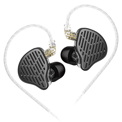 KZ x HBB PR2 IEM Kopfhörer, KZ In-Ear-Monitor-Kopfhörer, 13,2 mm planarer magnetischer Treiber, In-Ear-Kopfhörer, HiFi-IEM-Kopfhörer mit abnehmbarem 2-poligem Kabel für Musiker (mattschwarz, kein von KINBOOFI