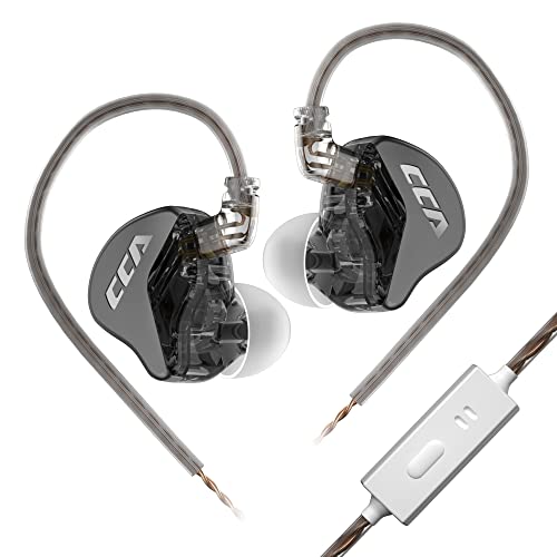 Kinboofi CCA CRA In-Ear-Monitor, 10 mm Membran mit 2-poligem abnehmbarem Kabeldesign, klarer Klang und tiefer Bass, kabelgebundener Kopfhörer IEM mit 3,5-mm-Klinkenstecker (schwarz, mit Mikrofon) von KINBOOFI