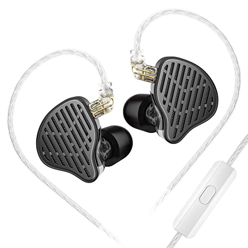 KZ X HBB PR2 In-Ear-Kopfhörer, 13,2 mm, planarer magnetischer Treiber, In-Ear-Kopfhörer, HiFi-IEM-Kopfhörer mit abnehmbarem 2-Pin-Kabel für Musiker (Mattschwarz, mit Mikrofon) von KINBOOFI
