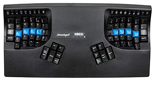 Kinesis KB600-UK Advantage2 Tastatur – Konturierte ergonomische Tastatur mit UK-Layout ausgestattet mit mechanischen Cherry MX Brown-Tastenschaltern und der SmartSet-Programmiermaschine, Schwarz von KINESIS