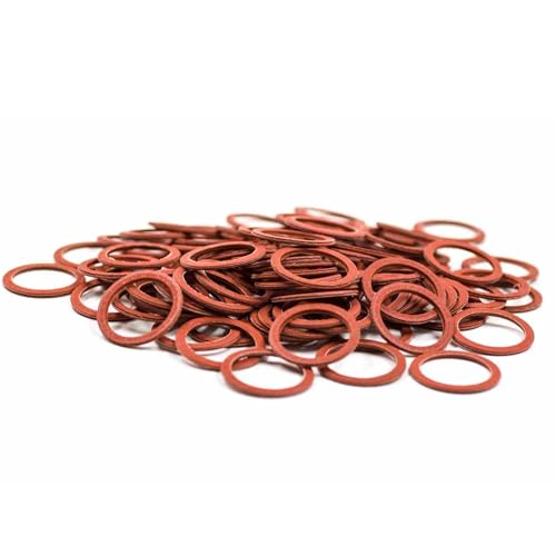 KINETICS LINE Vulkanit Flachdichtungen 1 Zoll Normal (30 x 24 x 2 mm) 100 Stück Rote Faserdichtungen für Pumpen, Isolatoren, Motoren (bis zu 110°C) von KINETICS LINE