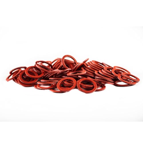 KINETICS LINE Vulkanit Flachdichtungen 3/4 Normal Zoll (24 x 18 x 2 mm) 100 Stück Rote Faserdichtungen für Pumpen, Isolatoren, Motoren (bis zu 110°C) von KINETICS LINE