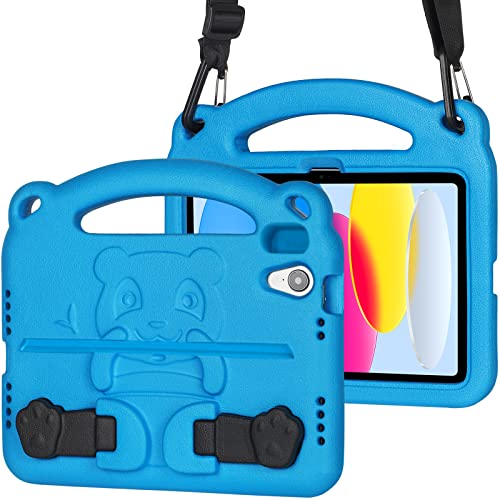 KINGSKEEN Hülle für iPad 10 Generation 2022, iPad 10 Hülle, Stoßfestes Leichtes Kinder Case für iPad 10. Generation 10,9 Zoll, Mit Schultergurt & Stifthalter (Blau) von KINGSKEEN