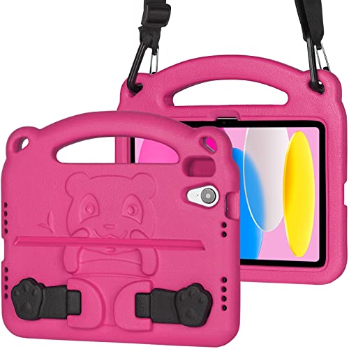 KINGSKEEN Hülle für iPad 10 Generation 2022, iPad 10 Hülle, Stoßfestes Leichtes Kinder Case für iPad 10. Generation 10,9 Zoll, Mit Schultergurt & Stifthalter (Rosa) von KINGSKEEN