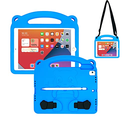 KINGSKEEN Hülle für iPad 9.7 2018 6. Generation/iPad 2017 5. Generation/iPad Air/iPad Air 2, Eva Shock Proof Leichte professionelle Kindertasche, Mit Schultergurt (Blue) von KINGSKEEN