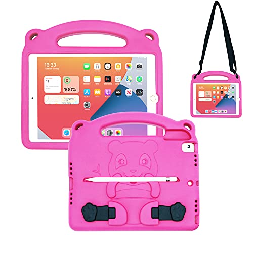 KINGSKEEN Hülle für iPad 9.7 2018 6. Generation/iPad 2017 5. Generation/iPad Air/iPad Air 2, Eva Shock Proof Leichte professionelle Kindertasche, Mit Schultergurt (Pink) von KINGSKEEN