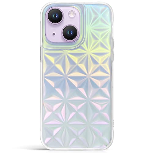 KINGXBAR Für iPhone 14 Hülle & iPhone 13 Hülle für Frauen Mädchen Niedlich Luxus 3D Plaid Design Weich Stoßfest Klar Bumper Schutzhülle Handyhülle Irisierend von KINGXBAR