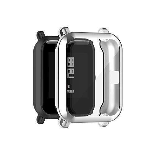 KINKUUN Hülle mit TPU Displayschutz Kompatibel mit Amazfit GTS 2/GTS 2E Full Coverage Protective Cases Schutz Case Schutzhülle.(Silber-) von KINKUUN