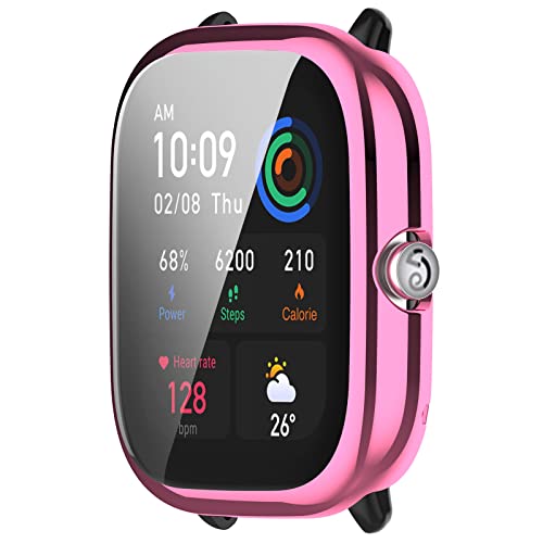 KINKUUN Hülle mit TPU Displayschutz Kompatibel mit Amazfit GTS 4 MiNi Full Coverage Protective Cases Schutz Case Schutzhülle.(rosa) von KINKUUN