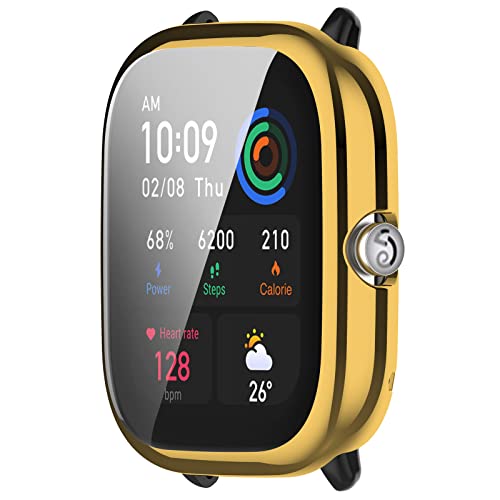 KINKUUN Hülle mit TPU Displayschutz Kompatibel mit Amazfit GTS 4 Mini Full Coverage Protective Cases Schutz Case Schutzhülle.(Golden) von KINKUUN