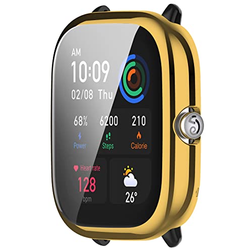 KINKUUN Hülle mit TPU Displayschutz Kompatibel mit Amazfit GTS 4 MiNi Full Coverage Protective Cases Schutz Case Schutzhülle.(Golden) von KINKUUN