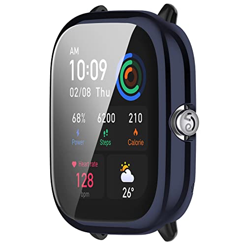 KINKUUN Hülle mit TPU Displayschutz Kompatibel mit Amazfit GTS 4 MiNi Full Coverage Protective Cases Schutz Case Schutzhülle.(blau) von KINKUUN