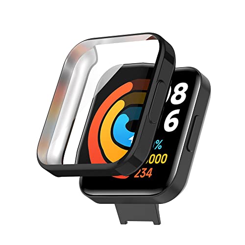 KINKUUN Hülle mit TPU Displayschutz Kompatibel mit Redmi Watch 2 Lite Full Coverage Protective Cases Schutz Case Schutzhülle.(Schwarz) von KINKUUN