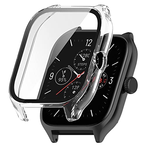 KINKUUN Tempered Glass Protective Case Kompatibel mit Amazfit GTS 4 Hülle mit Glas Displayschutz Schutz Case Schutzhülle.(transparent) von KINKUUN