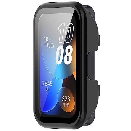 KINKUUN Tempered Glass Protective Case Kompatibel mit HUAWEI band 8 Hülle mit Glas Displayschutz Schutz Case Schutzhülle.(schwarz) von KINKUUN