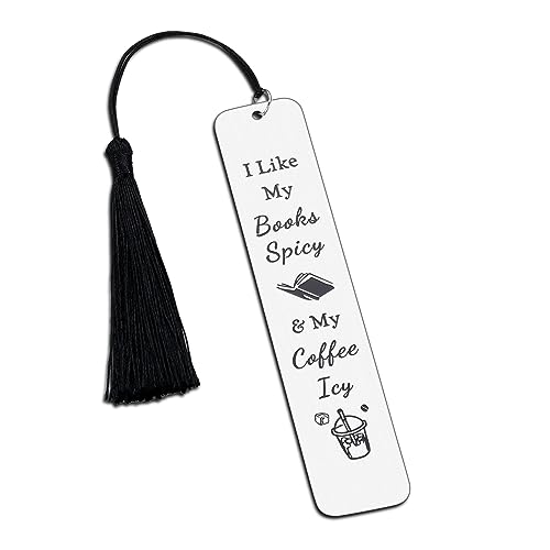 Bookish Gifts, Funny Bookmarks for Book Club Book Lovers Nerd Bookworm, Spicy Coffee Bookmark, Birthday Bookmark with Tassels for Women, Book Lovers Gifts, Valentines Christmas Stocking Stuffers von KINMES