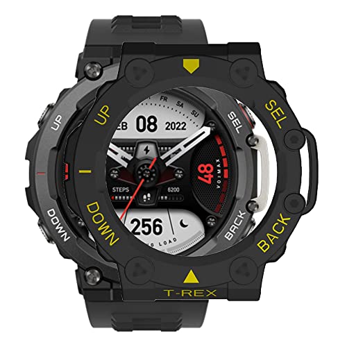 Schutzhülle Kompatibel für Amazfit T-Rex 2 Hüllen Protector Cover Case Schutz Hülle Bumper Shell.(Schwarz und Gelb) von KINOEHOO