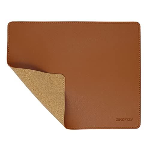 KINOPREV Leder-Mauspad – Holz-Mauspads mit genähtem Rand, rutschfestes PU-Mauspad, doppelseitiges Mauspad, wasserdichtes Gaming-Mauspad für Schreibtisch, Laptop, Büro und Zuhause, 25,9 x 21,1 cm, 1 von KINOPREV
