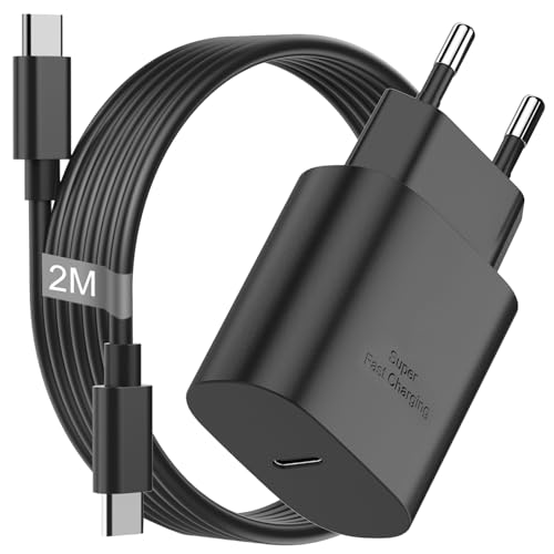 25W USB C Ladegerät mit 2M Handy Ladekabel für Samsung Galaxy S24 S23 S22 S21 A55 A54 A53 5G, Schnellladegerät mit SchnellladeKabel USB C Fast Charger Netzteil für Samsung Ladegerät Ladestecker von KINPEE