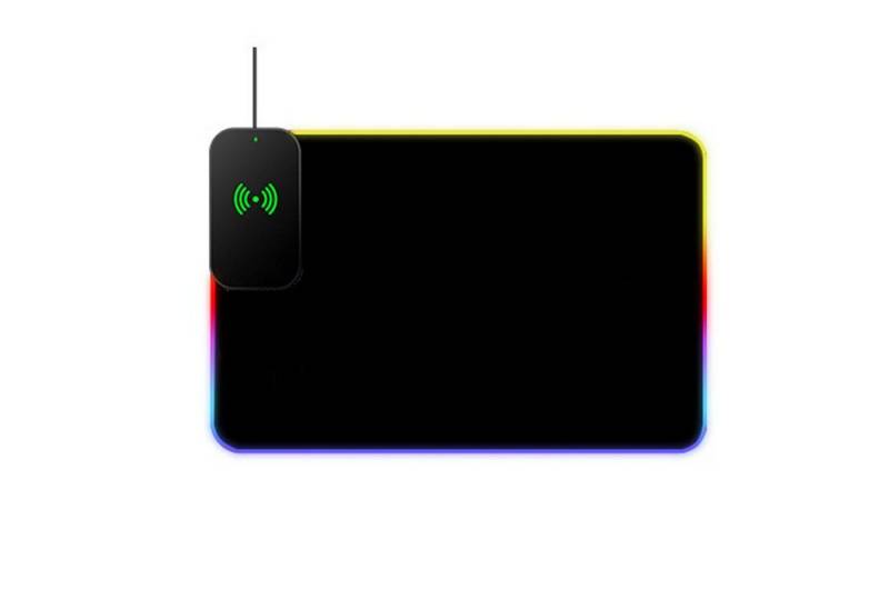 KINSI Gaming Mauspad verdicktes Mauspad mit kabellosem Laden,RGB-Mauspad mit farbigem Licht, Mauspad,das Ihr Mobiltelefon aufladen kann von KINSI