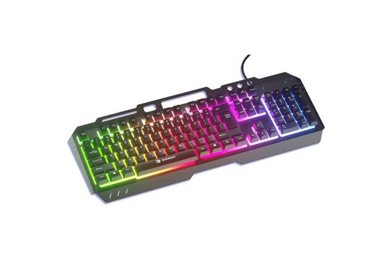 KINSI USB-Gaming-Tastatur,mechanische Tastatur,RGB-Hintergrundbeleuchtung Gaming-Tastatur (Kabelgebundene Metalltastatur,Handyhalterung) von KINSI