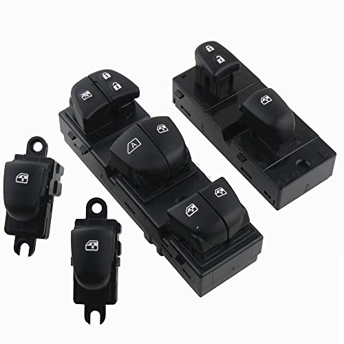 Fensterschalter 5. White Light Electric Power Window Switch/Compatible With Nissan Qashqai/Altima/Sylphy/Tiida/X-Trail Autoteile(Noir) von KIOOS