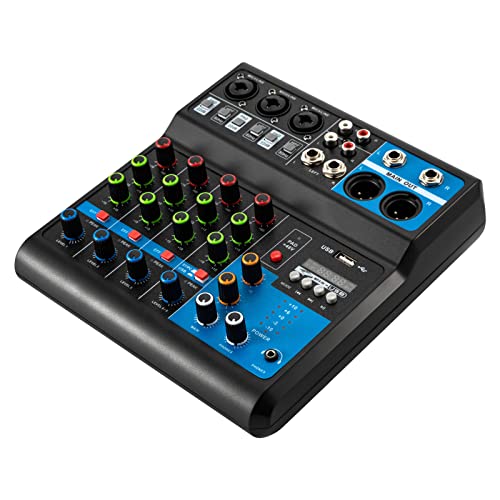 KIOPOWQ 5 Kanal Mini Audio DJ Mixer USB Bluetooth Mischkonsole Live Studio Audio Verstärker DJ Mischer Mischpult 5W von KIOPOWQ