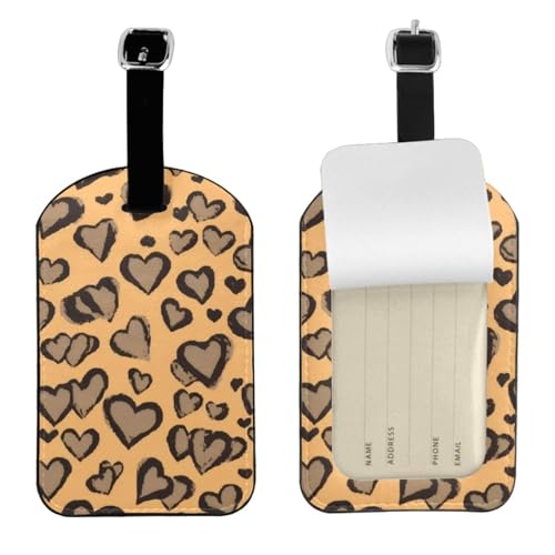 Gepäckanhänger aus Leder, Leopardenmuster, wasserdicht, Reisegepäckanhänger, mit verstellbarem Gurt und verstecktem Informationsfenster, 7 x 11 cm, 1 Stück Gepäckanhänger aus Leder, Leopardenmuster, wasserdicht, Reisegepäckanhänger, mit verstellbarem Gurt und verstecktem Informationsfenster, 7 x 11 cm, 1 Stück von KIPOSTYZTT