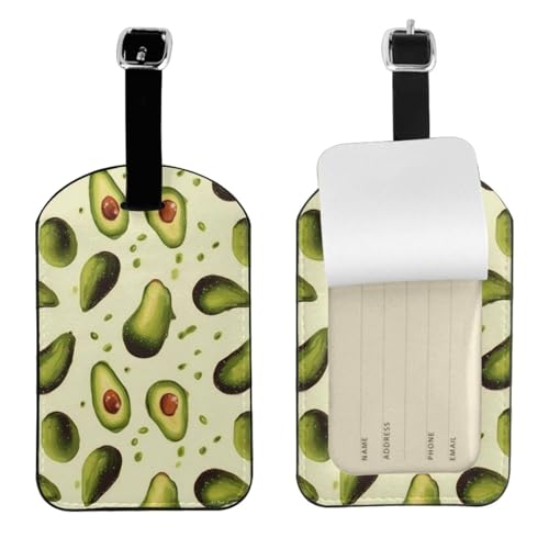 Kofferetiketten aus Leder, Avocado-Druck, Gepäckanhänger, wasserdicht, Reisegepäckanhänger mit verstellbarem Gurt und verstecktem Informationsfenster, 7 cm x 11 cm, 1 Stück Kofferetiketten aus Leder, Avocado-Druck, Gepäckanhänger, wasserdicht, Reisegepäckanhänger mit verstellbarem Gurt und verstecktem Informationsfenster, 7 cm x 11 cm, 1 Stück von KIPOSTYZTT