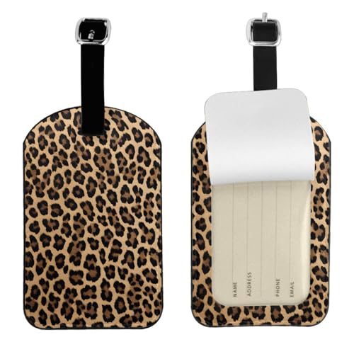 Kofferetiketten aus Leder, Leopardenmuster, wasserdicht, Reisegepäckanhänger, mit verstellbarem Gurt und verstecktem Informationsfenster, 7 x 11 cm, 1 Stück Kofferetiketten aus Leder, Leopardenmuster, wasserdicht, Reisegepäckanhänger, mit verstellbarem Gurt und verstecktem Informationsfenster, 7 x 11 cm, 1 Stück von KIPOSTYZTT