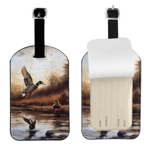 Kofferetiketten aus Leder, Motiv: Stockente, wasserdicht, Reisegepäckanhänger, mit verstellbarem Gurt und verstecktem Informationsfenster, 7 x 11 cm, 1 Stück Kofferetiketten aus Leder, Motiv: Stockente, wasserdicht, Reisegepäckanhänger, mit verstellbarem Gurt und verstecktem Informationsfenster, 7 x 11 cm, 1 Stück von KIPOSTYZTT