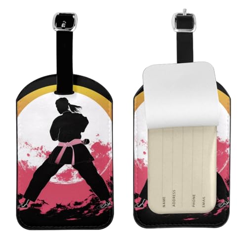 Kofferetiketten aus Leder, Taekwondo-Design, wasserdicht, Reisegepäckanhänger, mit verstellbarem Gurt und verstecktem Informationsfenster, 7 x 11 cm, 1 Stück Kofferetiketten aus Leder, Taekwondo-Design, wasserdicht, Reisegepäckanhänger, mit verstellbarem Gurt und verstecktem Informationsfenster, 7 x 11 cm, 1 Stück von KIPOSTYZTT