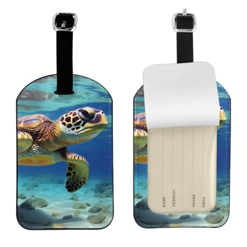 Kofferetiketten aus Leder, V-Druck, wasserdicht, Reisegepäckanhänger, mit verstellbarem Gurt und verstecktem Informationsfenster, 7 x 11 cm, 1 Stück Kofferetiketten aus Leder, V-Druck, wasserdicht, Reisegepäckanhänger, mit verstellbarem Gurt und verstecktem Informationsfenster, 7 x 11 cm, 1 Stück von KIPOSTYZTT