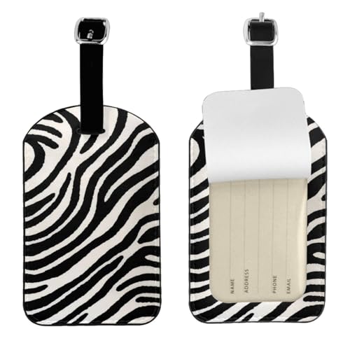 Kofferetiketten aus Leder, Zebra-Tierdruck, Gepäckanhänger, wasserdicht, Reisegepäckanhänger mit verstellbarem Gurt und verstecktem Informationsfenster, 7 cm x 11 cm, 1 Stück Kofferetiketten aus Leder, Zebra-Tierdruck, Gepäckanhänger, wasserdicht, Reisegepäckanhänger mit verstellbarem Gurt und verstecktem Informationsfenster, 7 cm x 11 cm, 1 Stück von KIPOSTYZTT