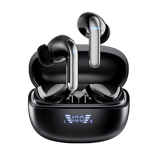 KIPTUMTEK Kopfhörer Kabellos Bluetooth 5.3 in Ear mit 4 ENC Mics und Deep Bass Sound, 40Std Spielzeit mit LED-Anzeige, IP7 wasserdichte, USB-C Ladebox, Schwarz von KIPTUMTEK