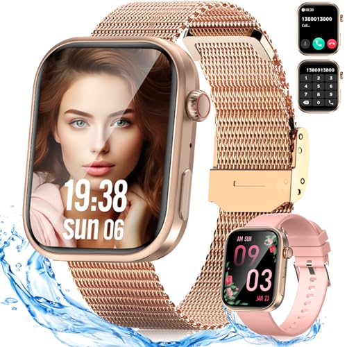 KIPTUMTEK Smartwatch Damen Herren,Fitnessuhr Tracker mit Telefonfunktion 2.01" Touchscreen,Uhren Fitness Tracker IP68 Wasserdicht/Blutsauerstoff/Sportuhr Aktivitätstracker für Android/iOS Rosegold von KIPTUMTEK