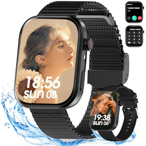 KIPTUMTEK Smartwatch Damen Herren,Fitnessuhr Tracker mit Telefonfunktion 2.01" Touchscreen,Uhren Fitness Tracker IP68 Wasserdicht/Blutsauerstoff/Sportuhr Aktivitätstracker für Android/iOS Schwarz von KIPTUMTEK