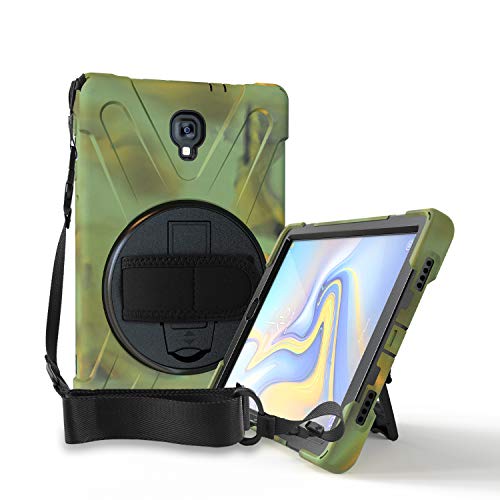 Galaxy Tab A 10.5 Hülle T590 2018, KIQ Stoßfest Heavy Duty Military Armor Hybrid Case Cover Kickstand for Samsung Galaxy Tab A 10.5 2018 SM-T590 (Shield Camouflage) von KIQ