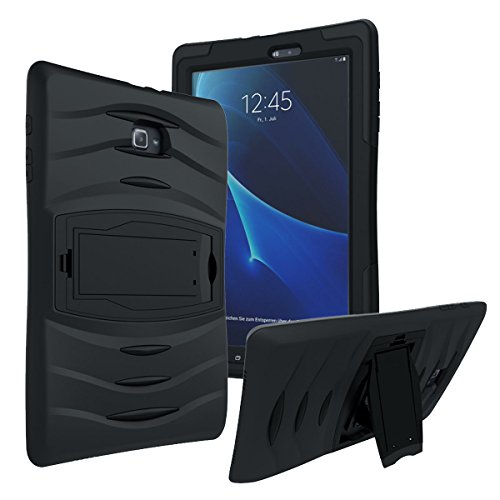 KIQ Schutzhülle für Galaxy Tab A 8.0 2015 T350, stoßfest, militärisch, robust, mit Standfunktion, Samsung Galaxy Tab A 8.0 SM-T350 SM-T355 (2015) (Schwarz von KIQ