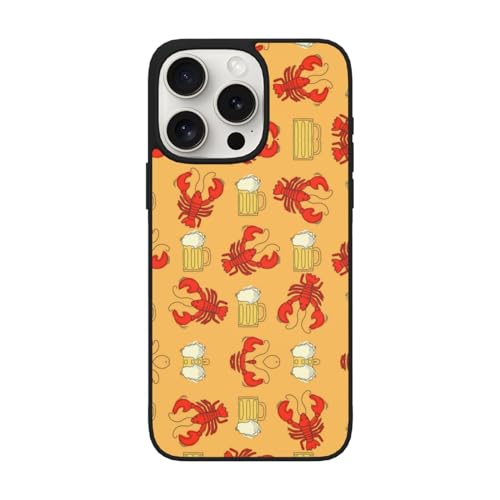 KIROJA Bier- und Krebsmuster-Druck für iPhone 15, weiche Glashülle, 6,1 Zoll für iPhone 15 Pro, 17 cm (6,1 Zoll), iPhone 15 Pro Max von KIROJA