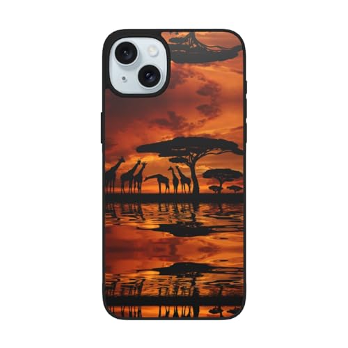 KIROJA Schutzhülle für iPhone 15, 17 cm (6,1 Zoll), Motiv: Afrika-Giraffe, majestätischer Baumdruck von KIROJA