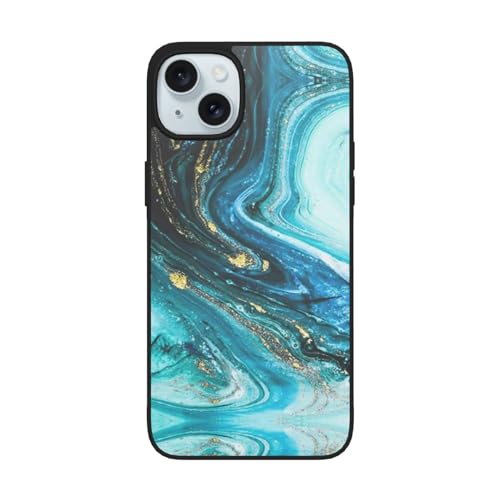 KIROJA Türkis Blau Gold Marmor Druck Für Iphone 15 Weiche Glas Fall Zurück+Weiche Silikon TPU Schock KIROJA Türkis Blau Gold Marmor Druck Für Iphone 15 Weiche Glas Fall Zurück+Weiche Silikon TPU Schock von KIROJA