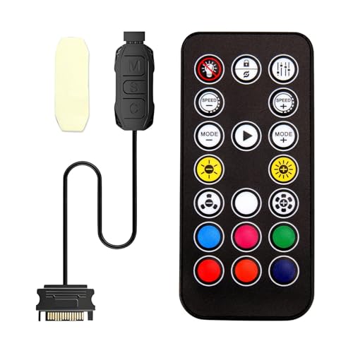 ARGB-Controller mit Fernbedienung – Binghe 5V-3-Pin-ARGB-Controller mit 14-Tasten-Fernbedienung – Für Desktop-PC-Gehäuselüfter und LED-Streifen – Mehrfarbige Beleuchtung. ARGB-Controller mit Fernbedienung – Binghe 5V-3-Pin-ARGB-Controller mit 14-Tasten-Fernbedienung – Für Desktop-PC-Gehäuselüfter und LED-Streifen – Mehrfarbige Beleuchtung. von KIRVOS
