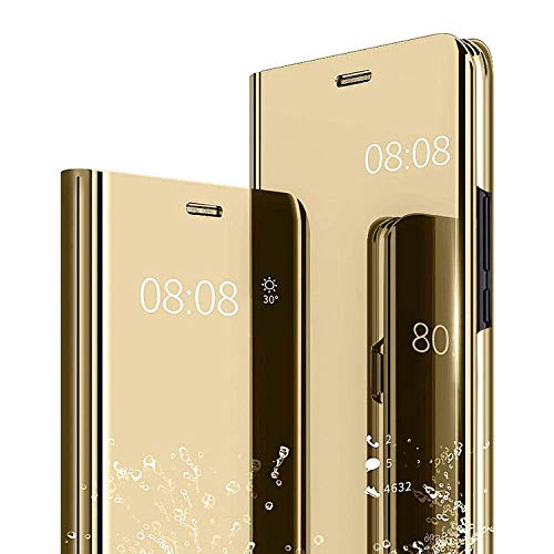 KISCO Schutzhülle für Samsung Galaxy J6 Plus, Spiegelgehäuse, Standing Flip View Mirror Case Rundumschutz Schutzhülle für Samsung Galaxy J6 Plus - Gold von KISCO