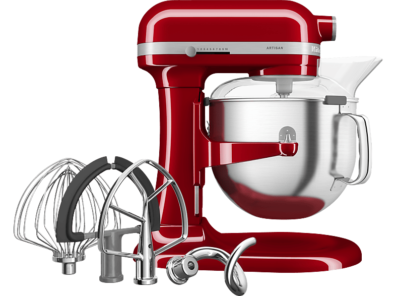 KITCHENAID 5KSM70SHXEER Küchenmaschine Empire Rot (Rührschüsselkapazität: 6,6 l, 375 Watt) von KITCHENAID