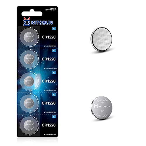Kitosun CR1220 3V Lithium Knopfzellen Batterien – Premium CR 1220 Lithium Zelle Knopf Batterie Akku Ersatz für G Shock Casio Watch Uhr Canon PowerShot Kamera Weihnachten LED Halskette Lupe (5 Stück) von KITOSUN