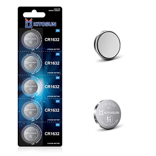 Kitosun CR1632 3V Lithium Knopfzellen Batterien – CR 1632 Lithium Zelle Knopf Batterie Akku für Toyota Prius Auto Schlüsselanhänger Fernbedienung Reifendruck Herzfrequenzmesser Sensor (5 Stück) von KITOSUN